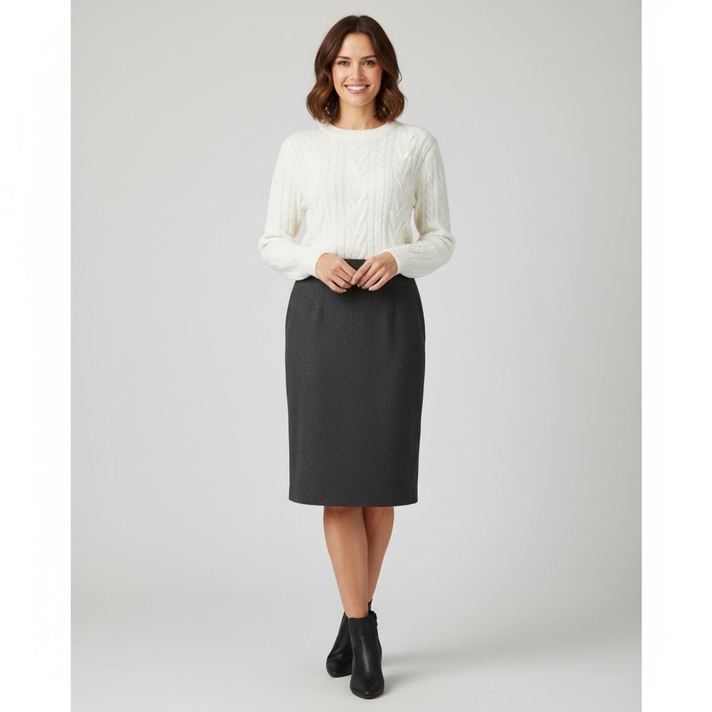 Kerry‎ Teen Sears Vintage Wool Pencil Skirt 6 Charcoal Gray Business Knee Length